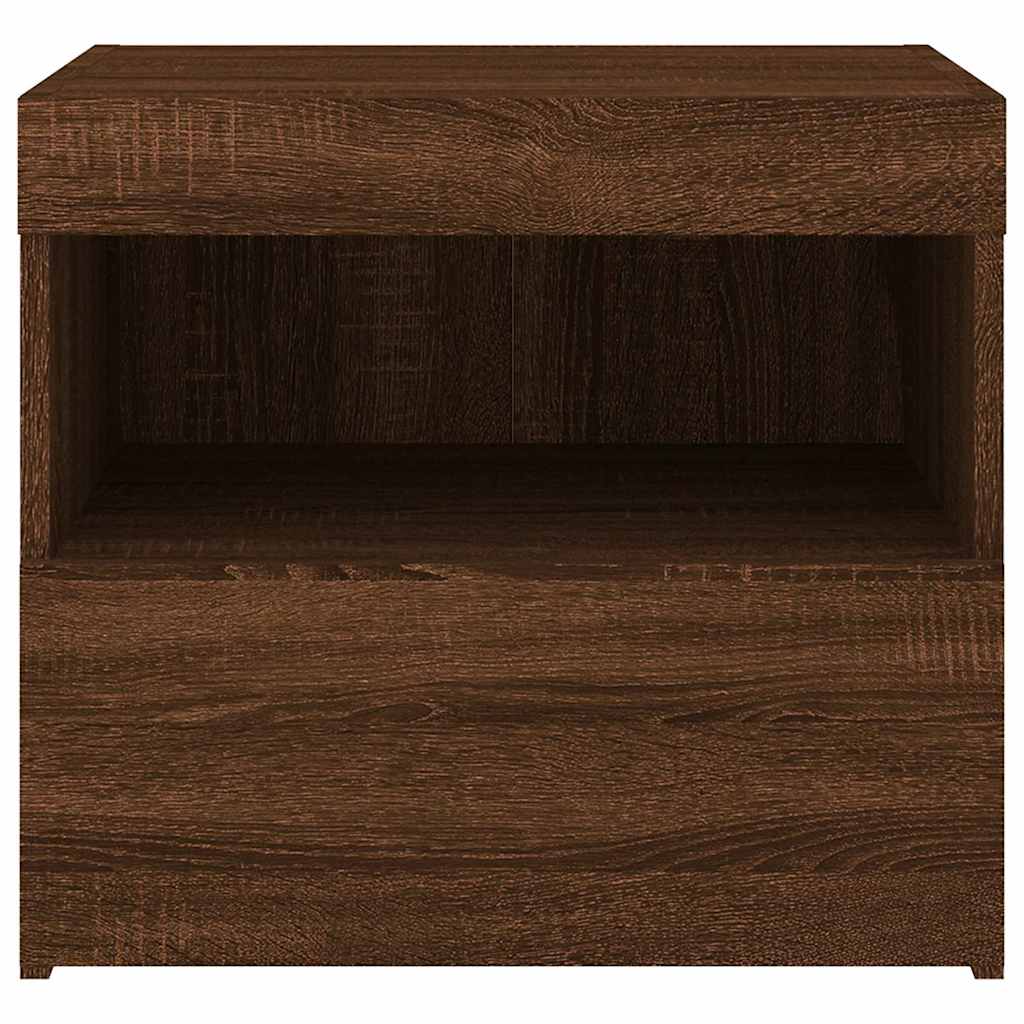 Nachttische mit LED-Leuchten 2 Stk. Braun Eiche 50x40x45 cm